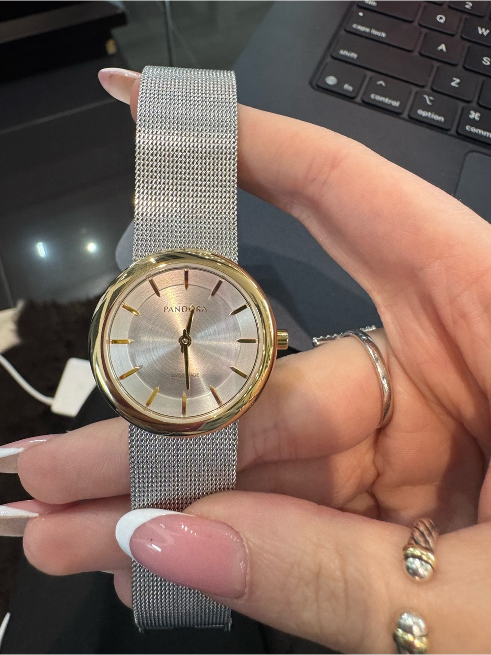 New Rare Retired Pandora Pure Two-Tone Watch w/ Mesh Band